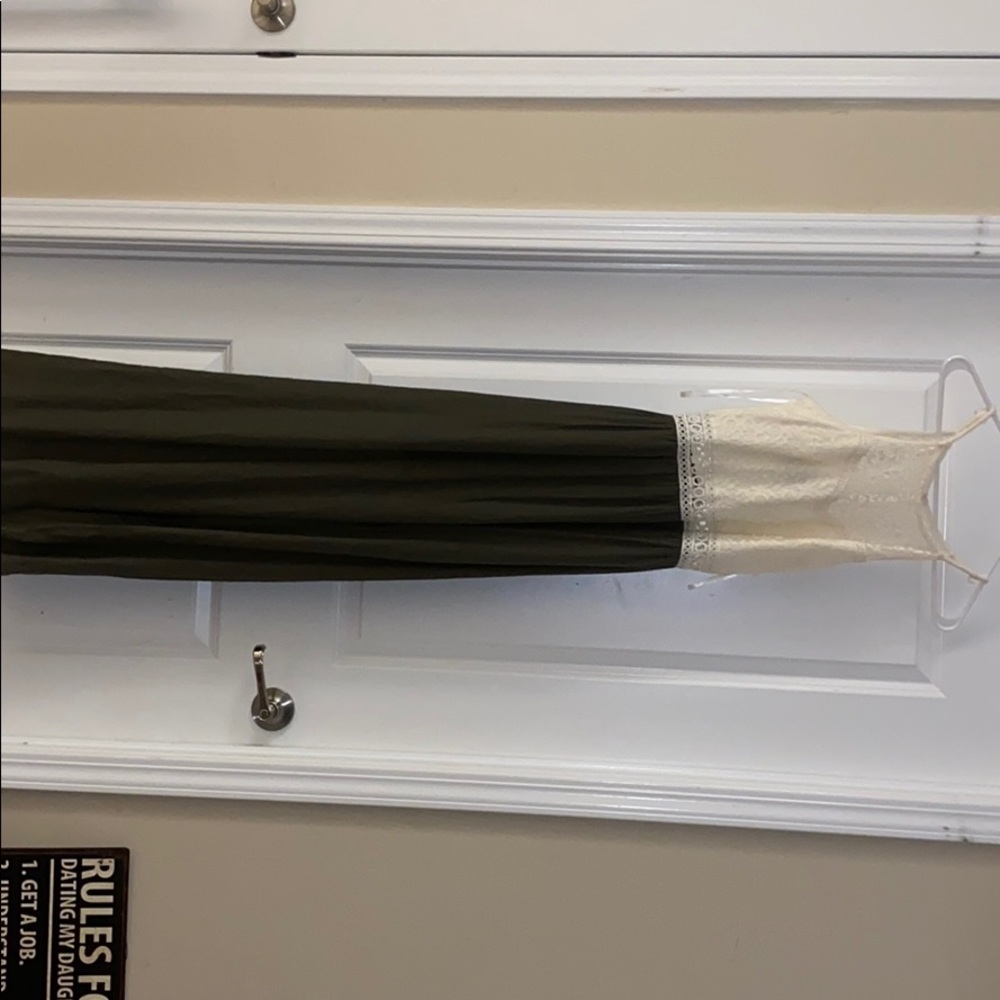 Long army green and white lace dress